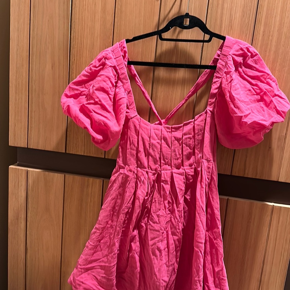 Hello Molly Pink Puff Sleeve Dress